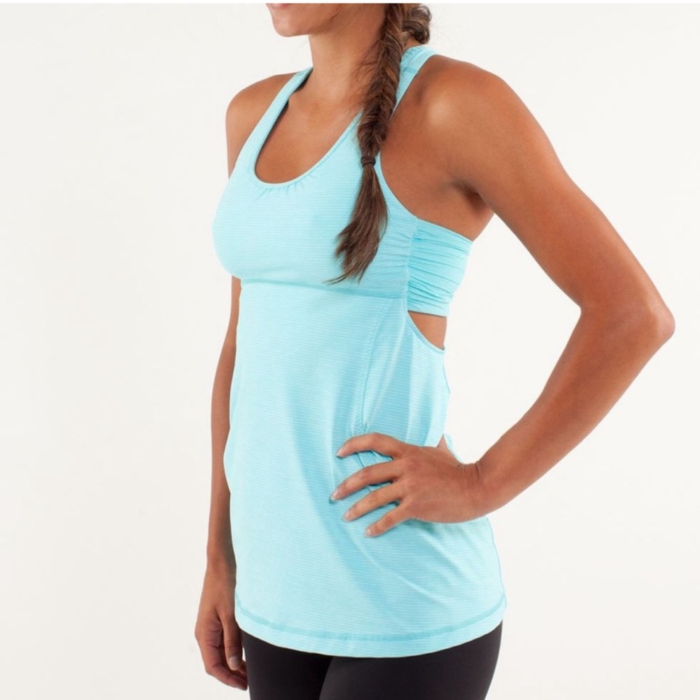 Lululemon Turbo Tonka Stripe Blue Angel Tank Top Size 4